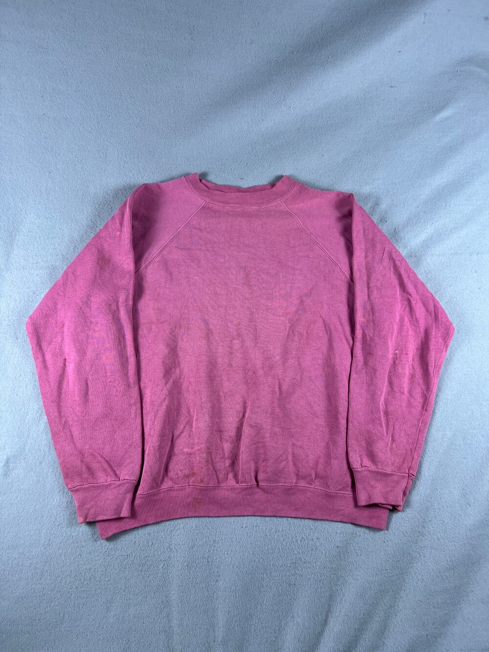 Vintage Hanes Her Way Sweatshirt Womens XL Pink Crew Neck Raglan Blank Fleece